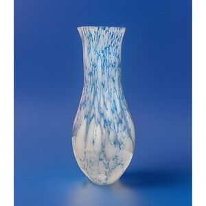 Vintage Caithness Vase hand blown Art glass blue swirl glass mcm mid century 16"